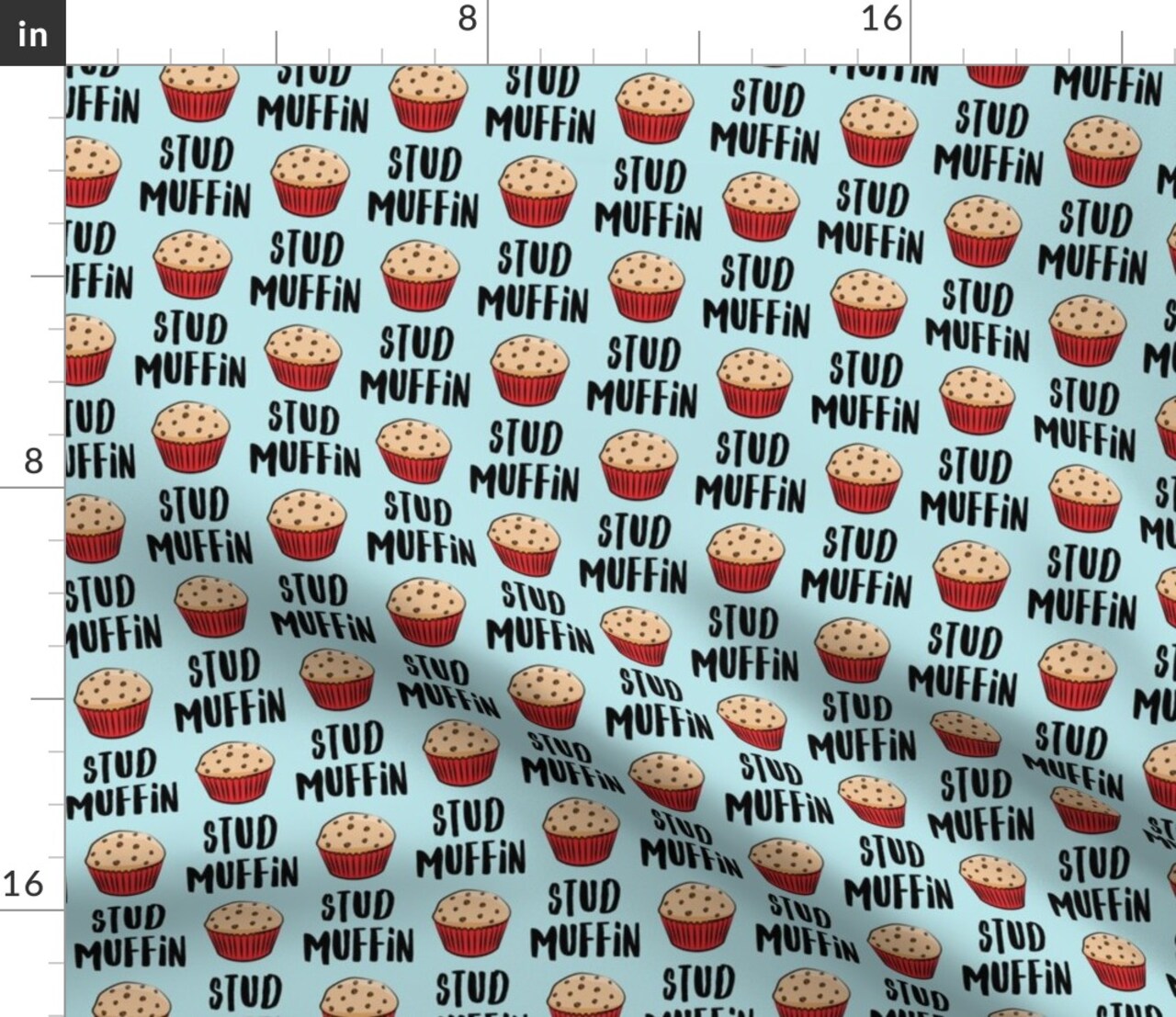 Valentines Day Muffins Blue Dogs Cute Love Funny Custom Printed Fabric by Spoonflower Various Fabrics by the Yard or Fat Quarter